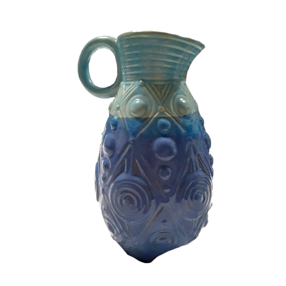 Anthropologie Glazed Texured Ombre Ceramic Vase / Pitcher / Jug - Picture 3 of 6